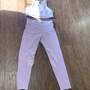 Cord/ribbed legging and sports bra set